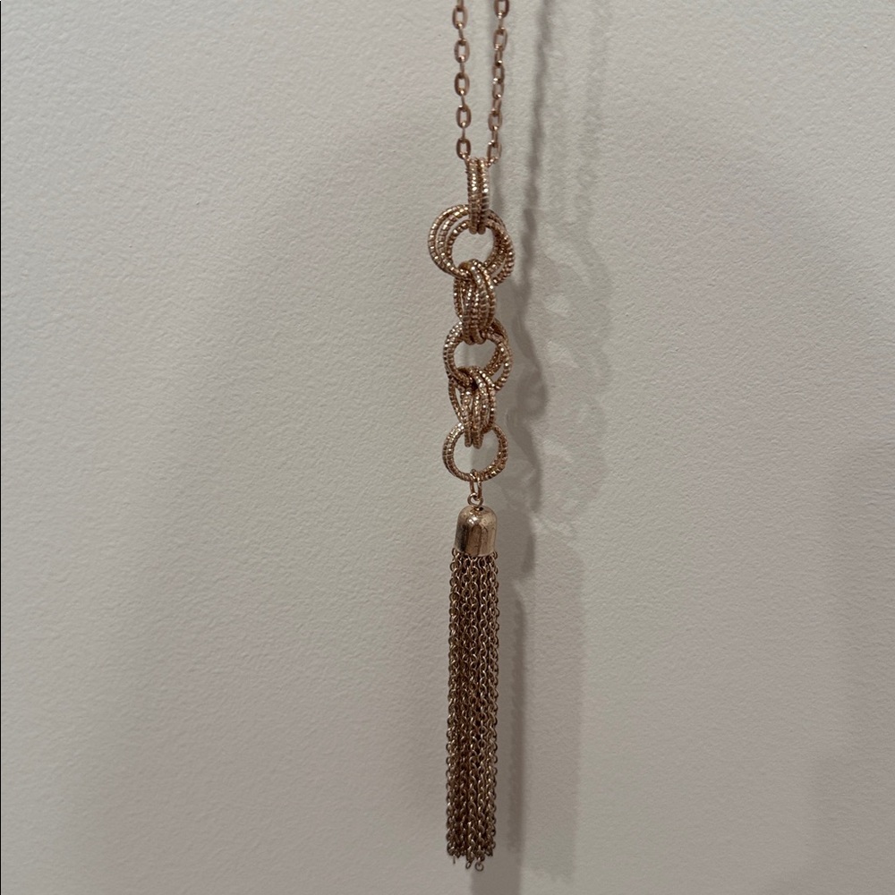 INC Rose Gold Chain Tassel Necklace